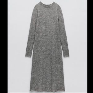 Zara Limited Edition Wool Alpaca Lightweight Knit Sweater Midi Dress